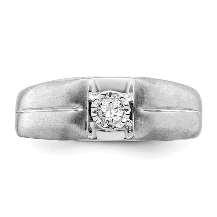 Goldia Rings Sterling Silver Rhodium Plated Diamond Mens Ring