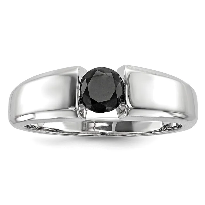 Goldia Rings Sterling Silver Round Black Diamond Mens Ring