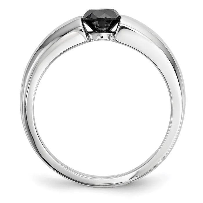 Goldia Rings Sterling Silver Round Black Diamond Mens Ring