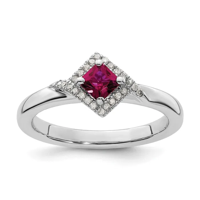 Goldia Rings Sterling Silver Stackable Expressions Polished Cr Ruby u0026 Dia Ring Goldia Rings Sterling Silver Stackable Expressions Polished Cr Ruby u0026 Dia Ring