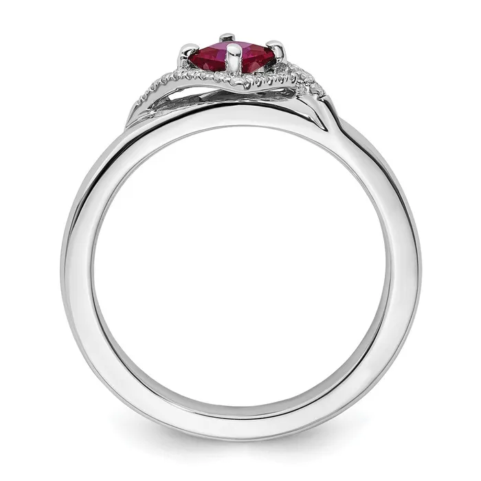 Goldia Rings Sterling Silver Stackable Expressions Polished Cr Ruby u0026 Dia Ring