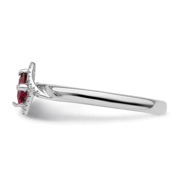 Goldia Rings Sterling Silver Stackable Expressions Polished Cr Ruby u0026 Dia Ring