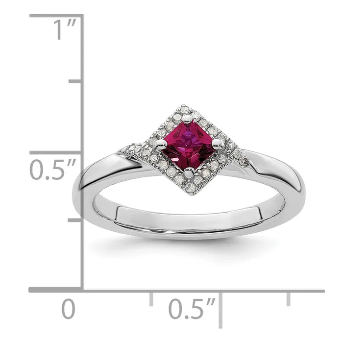 Goldia Rings Sterling Silver Stackable Expressions Polished Cr Ruby u0026 Dia Ring