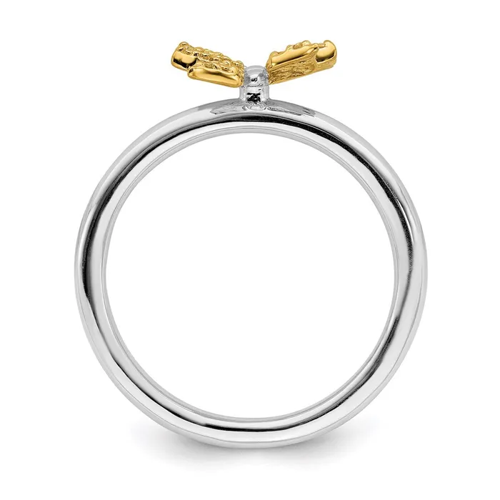 Goldia Rings Sterling Silver u0026 Gold Plated Stackable Expression Dia Butterfly Ring