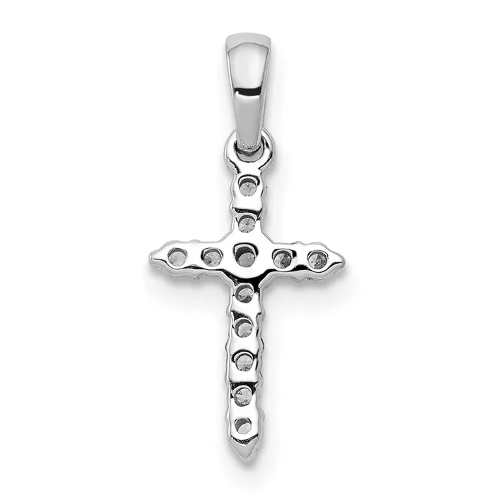 Goldia Solid 14k White Gold Polished Simulated CZ Cross Pendant Necklaces Goldia Solid 14k White Gold Polished Simulated CZ Cross Pendant Necklaces