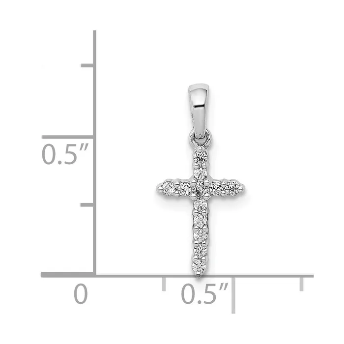 Goldia Solid 14k White Gold Polished Simulated CZ Cross Pendant Necklaces Goldia Solid 14k White Gold Polished Simulated CZ Cross Pendant Necklaces