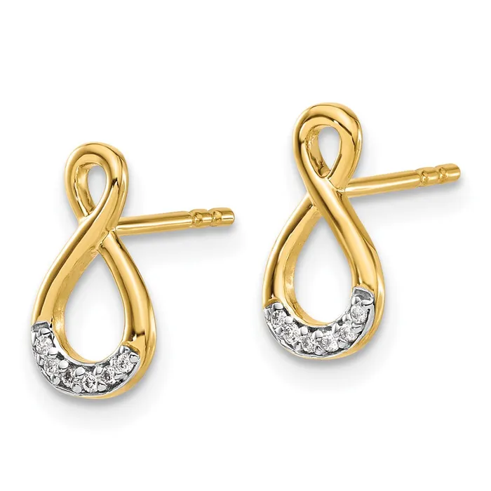 Goldia Solid 14k Yellow Rhodium and Simulated CZ Twisted Post Earrings Earrings