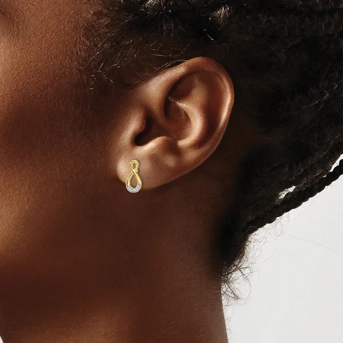 Goldia Solid 14k Yellow Rhodium and Simulated CZ Twisted Post Earrings Earrings