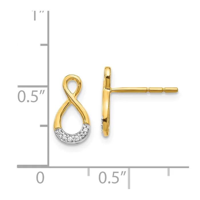 Goldia Solid 14k Yellow Rhodium and Simulated CZ Twisted Post Earrings Earrings