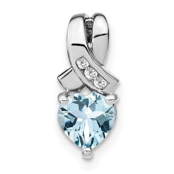 Goldia Sterling Silver Aquamarine and Real Diamond Pendant Necklaces