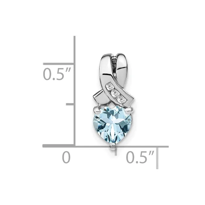 Goldia Sterling Silver Aquamarine and Real Diamond Pendant Necklaces