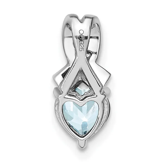 Goldia Sterling Silver Aquamarine and Real Diamond Pendant Necklaces