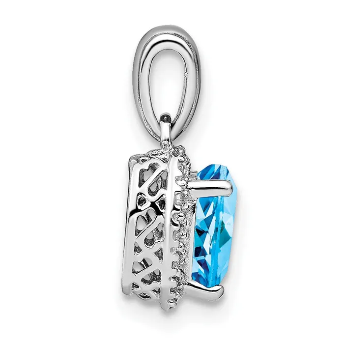Goldia Sterling Silver Blue Topaz and Real Diamond Pendant Necklaces
