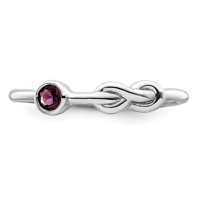 Goldia Sterling Silver RHplated Polished Circle Rhodolite Garnet Infinity Ring Rings