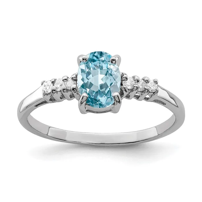 Goldia Sterling Silver Rhodium Light Swiss Blue Topaz u0026 Diamond Ring Rings Goldia Sterling Silver Rhodium Light Swiss Blue Topaz u0026 Diamond Ring Rings