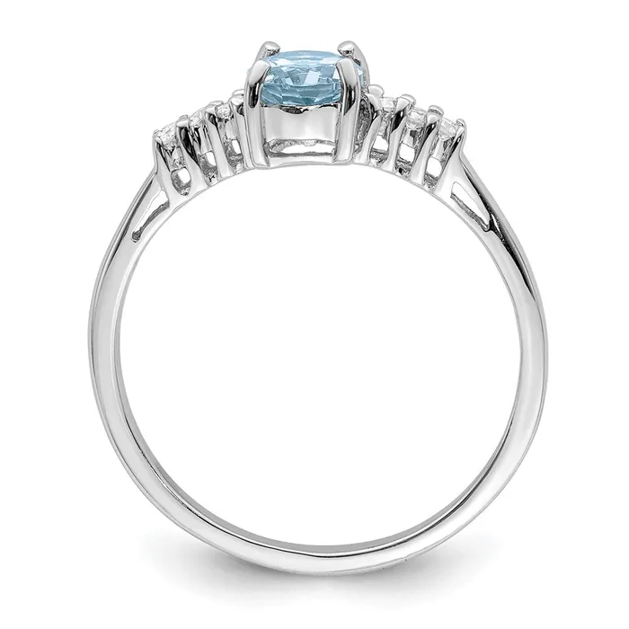 Goldia Sterling Silver Rhodium Light Swiss Blue Topaz u0026 Diamond Ring Rings