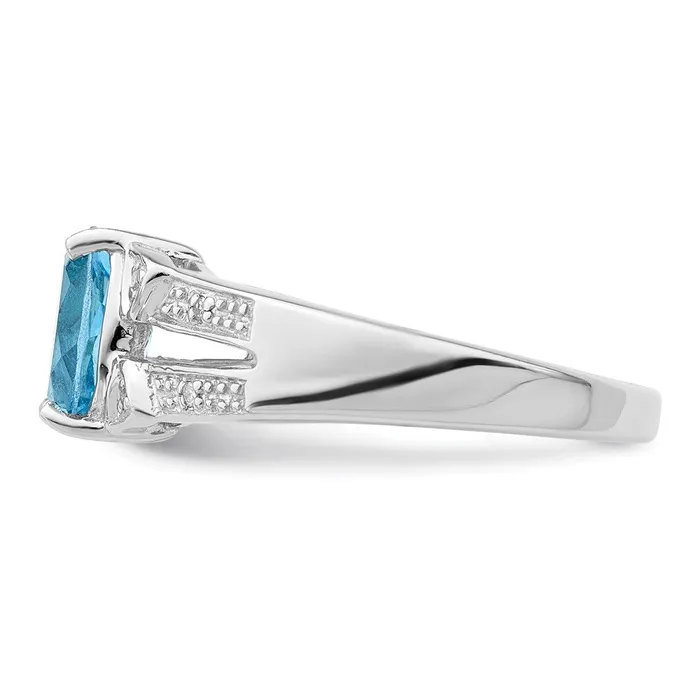 Goldia Sterling Silver Rhodium Light Swiss Blue Topaz u0026 Diamond Ring Rings