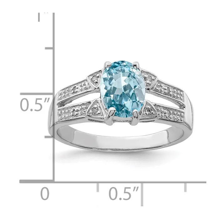 Goldia Sterling Silver Rhodium Light Swiss Blue Topaz u0026 Diamond Ring Rings