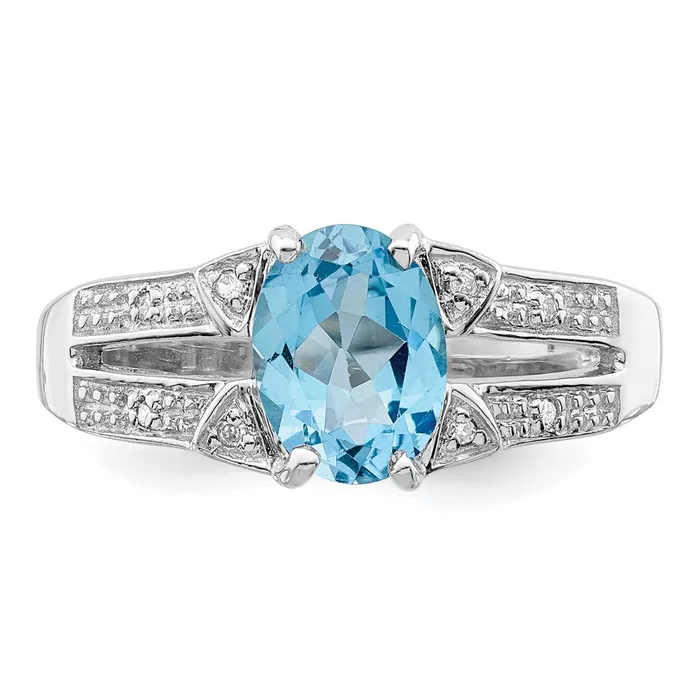 Goldia Sterling Silver Rhodium Light Swiss Blue Topaz u0026 Diamond Ring Rings