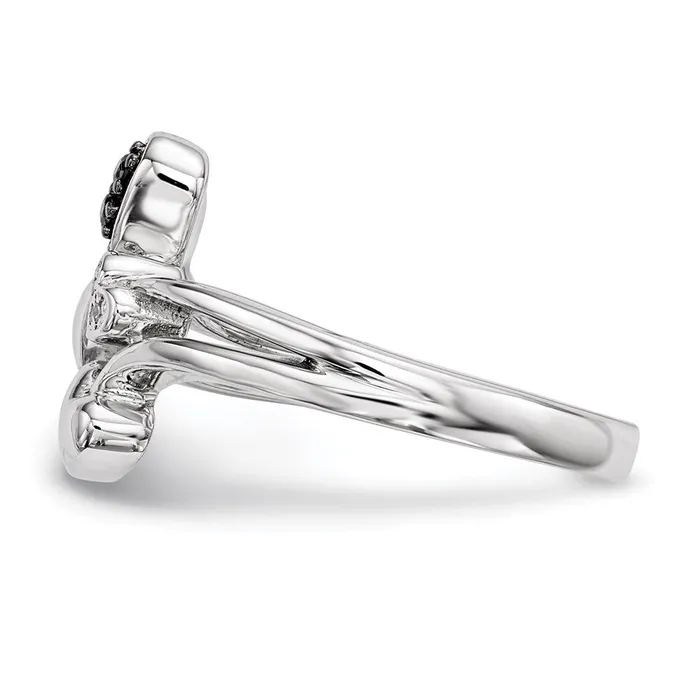 Goldia Sterling Silver White u0026 Black Diamond Heart Ring Rings
