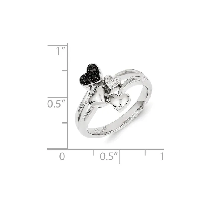 Goldia Sterling Silver White u0026 Black Diamond Heart Ring Rings