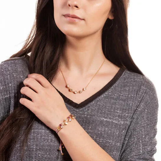 JMS always Bracelets Original Elegant Confetti Womens 18K Yellow Gold Plated Pink and White Swarovski Crystal Adjustable Bolo Pink Rope Bracelet JMS always Bracelets Original Elegant Confetti Womens 18K Yellow Gold Plated Pink and White Swarovski Crystal Adjustable Bolo Pink Rope Bracelet