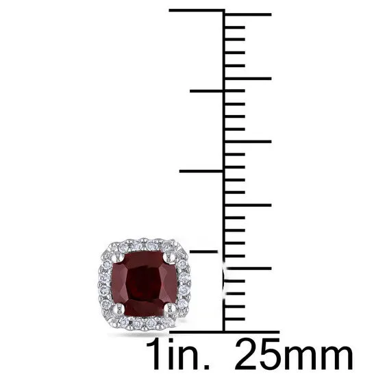 JMS always Earrings Original AMOUR Cushion Cut Garnet and 110 CT TW Diamond Halo Earrings In 10K White Gold JMS always Earrings Original AMOUR Cushion Cut Garnet and 110 CT TW Diamond Halo Earrings In 10K White Gold