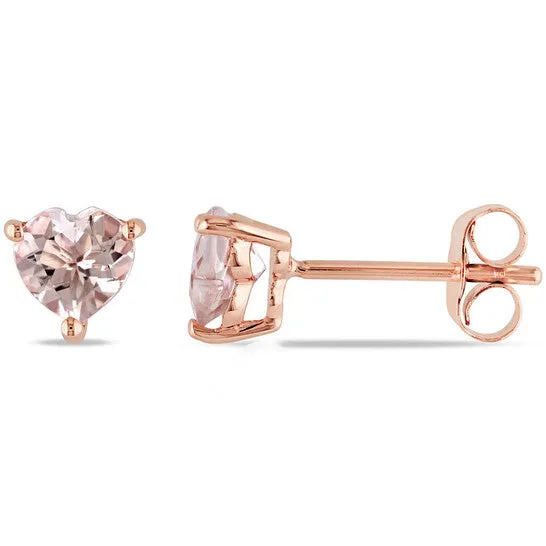 JMS always Earrings Original AMOUR Heartcut Morganite Solitaire Stud Earrings In 10K Rose Gold JMS always Earrings Original AMOUR Heartcut Morganite Solitaire Stud Earrings In 10K Rose Gold