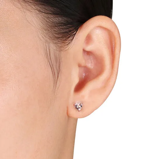 JMS always Earrings Original AMOUR Heartcut Morganite Solitaire Stud Earrings In 10K Rose Gold JMS always Earrings Original AMOUR Heartcut Morganite Solitaire Stud Earrings In 10K Rose Gold
