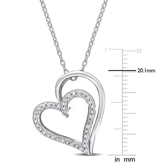 JMS always Necklaces Original AMOUR 110 CT TDW Diamond Double Heart Pendant with Chain In Sterling Silver JMS always Necklaces Original AMOUR 110 CT TDW Diamond Double Heart Pendant with Chain In Sterling Silver