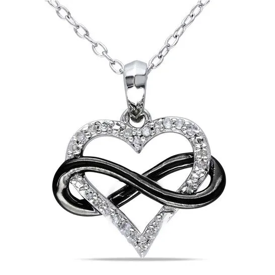 JMS always Necklaces Original AMOUR 110 CT TW Diamond Heart Infinity Pendant with Chain In Sterling Silver with Black Rhodium JMS always Necklaces Original AMOUR 110 CT TW Diamond Heart Infinity Pendant with Chain In Sterling Silver with Black Rhodium