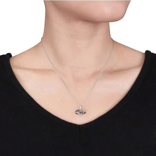 JMS always Necklaces Original AMOUR 110 CT TW Diamond Heart Infinity Pendant with Chain In Sterling Silver with Black Rhodium JMS always Necklaces Original AMOUR 110 CT TW Diamond Heart Infinity Pendant with Chain In Sterling Silver with Black Rhodium