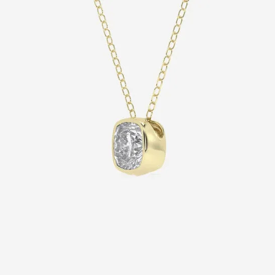 JMS always Necklaces Original Brilliant Diamond 100 cttw 14KT Yellow Gold Bezel Setting CushionCut Lab Grown Diamond Pendant Necklace for WomenVS2 JMS always Necklaces Original Brilliant Diamond 100 cttw 14KT Yellow Gold Bezel Setting CushionCut Lab Grown Diamond Pendant Necklace for WomenVS2