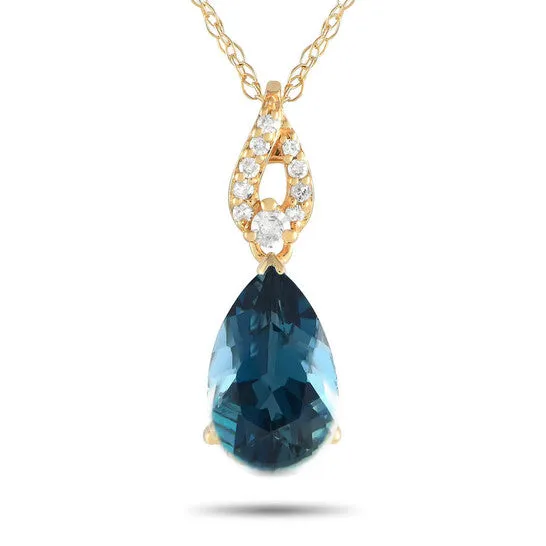 JMS always Necklaces Original LB Exclusive 14K Yellow Gold 006ct Diamond and Blue Topaz Necklace PD4 16184YBT JMS always Necklaces Original LB Exclusive 14K Yellow Gold 006ct Diamond and Blue Topaz Necklace PD4 16184YBT