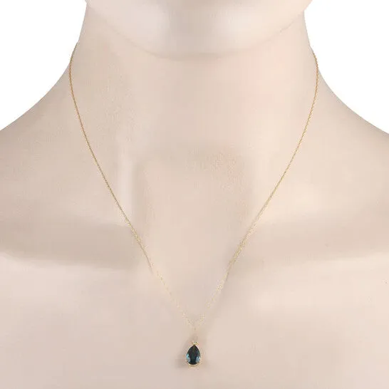 JMS always Necklaces Original LB Exclusive 14K Yellow Gold 006ct Diamond and Blue Topaz Necklace PD4 16184YBT JMS always Necklaces Original LB Exclusive 14K Yellow Gold 006ct Diamond and Blue Topaz Necklace PD4 16184YBT