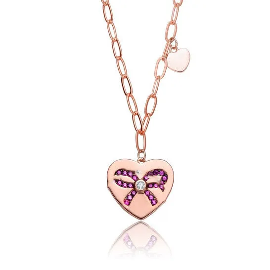 JMS always Necklaces Original Megan Walford Sterling Silver with 18K Rose Gold Plated Heart Paper Clip Chains Necklace JMS always Necklaces Original Megan Walford Sterling Silver with 18K Rose Gold Plated Heart Paper Clip Chains Necklace