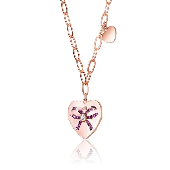JMS always Necklaces Original Megan Walford Sterling Silver with 18K Rose Gold Plated Heart Paper Clip Chains Necklace JMS always Necklaces Original Megan Walford Sterling Silver with 18K Rose Gold Plated Heart Paper Clip Chains Necklace
