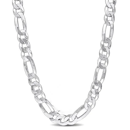 JMS always Original AMOUR 123mm Flat Figaro Chain Necklace In Sterling Silver 24 In Necklaces JMS always Original AMOUR 123mm Flat Figaro Chain Necklace In Sterling Silver 24 In Necklaces