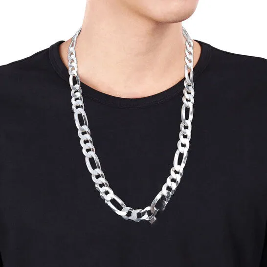 JMS always Original AMOUR 123mm Flat Figaro Chain Necklace In Sterling Silver 24 In Necklaces JMS always Original AMOUR 123mm Flat Figaro Chain Necklace In Sterling Silver 24 In Necklaces