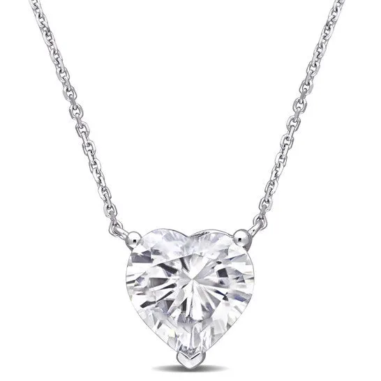 JMS always Original AMOUR 312 CT DEW Heart Shape Created Moissanite Solitaire Pendant with Chain In 14K White Gold Necklaces JMS always Original AMOUR 312 CT DEW Heart Shape Created Moissanite Solitaire Pendant with Chain In 14K White Gold Necklaces