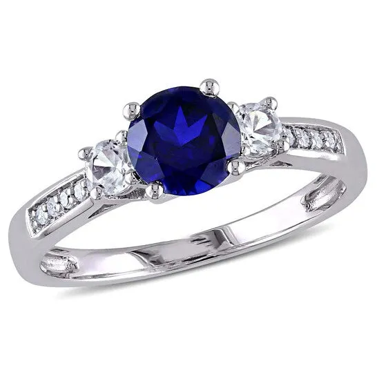 JMS always Original Amour Blue Sapphire Diamond 10K White Gold Ring Rings JMS always Original Amour Blue Sapphire Diamond 10K White Gold Ring Rings
