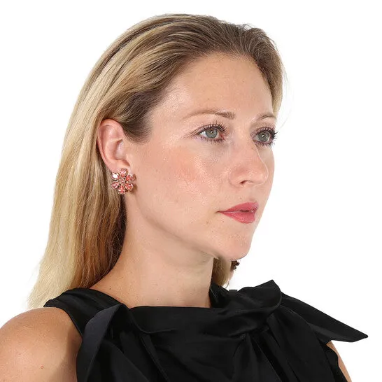 JMS always Original Burberry Rhinestone Flower Mismatched Cocktail Earrings in Coral Pink Earrings JMS always Original Burberry Rhinestone Flower Mismatched Cocktail Earrings in Coral Pink Earrings