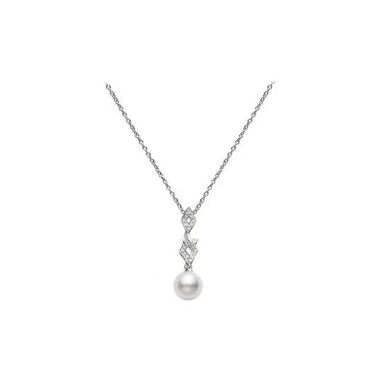 JMS always Original Mikimoto Akoya 85mm A Cultured Pearl and Diamonds Pendent PPA458DW Earrings JMS always Original Mikimoto Akoya 85mm A Cultured Pearl and Diamonds Pendent PPA458DW Earrings