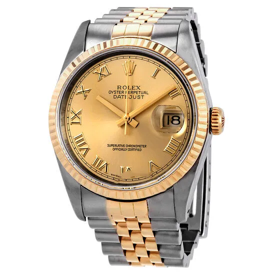 JMS always PreStyled Sets Original Preowned Rolex Datejust Champagne Dial 18k GoldSteel Mens Watch 16233CRJ JMS always PreStyled Sets Original Preowned Rolex Datejust Champagne Dial 18k GoldSteel Mens Watch 16233CRJ