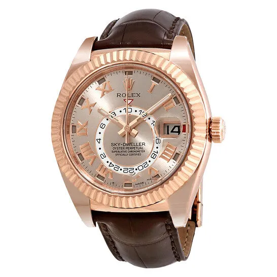 JMS always PreStyled Sets Original Rolex SkyDweller Sundust Dial 18K Everose Gold Automatic Mens Watch 326135SNRL JMS always PreStyled Sets Original Rolex SkyDweller Sundust Dial 18K Everose Gold Automatic Mens Watch 326135SNRL