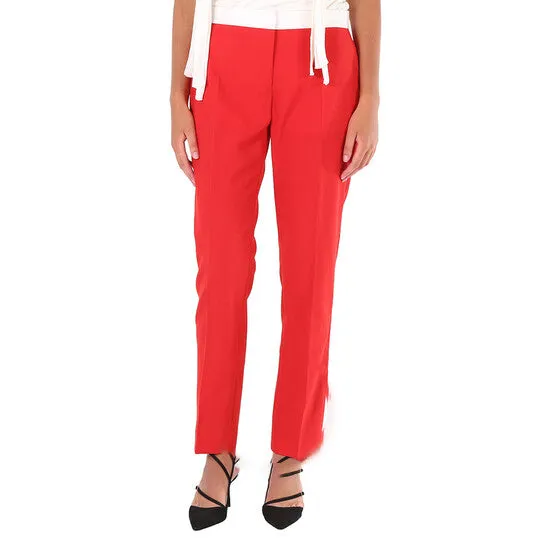JMS always Rings Original Burberry Ladies Bright Red Hanover Twotone Wool Tailored Trousers JMS always Rings Original Burberry Ladies Bright Red Hanover Twotone Wool Tailored Trousers
