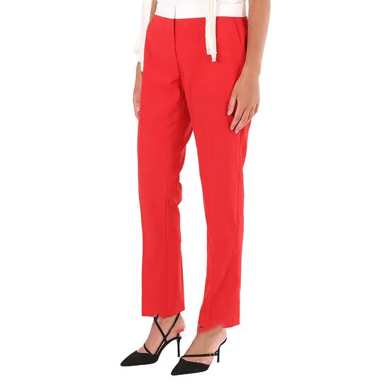 JMS always Rings Original Burberry Ladies Bright Red Hanover Twotone Wool Tailored Trousers JMS always Rings Original Burberry Ladies Bright Red Hanover Twotone Wool Tailored Trousers