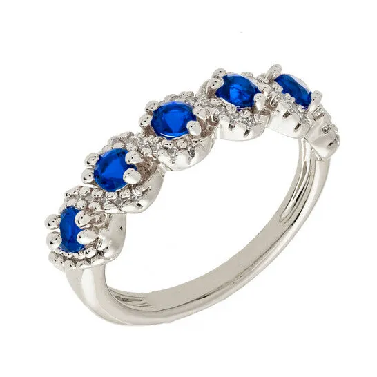 JMS always Rings Original Elegant Confetti Womens 18K White Gold Plated Blue CZ Simulated Diamond Half Eternity Ring JMS always Rings Original Elegant Confetti Womens 18K White Gold Plated Blue CZ Simulated Diamond Half Eternity Ring