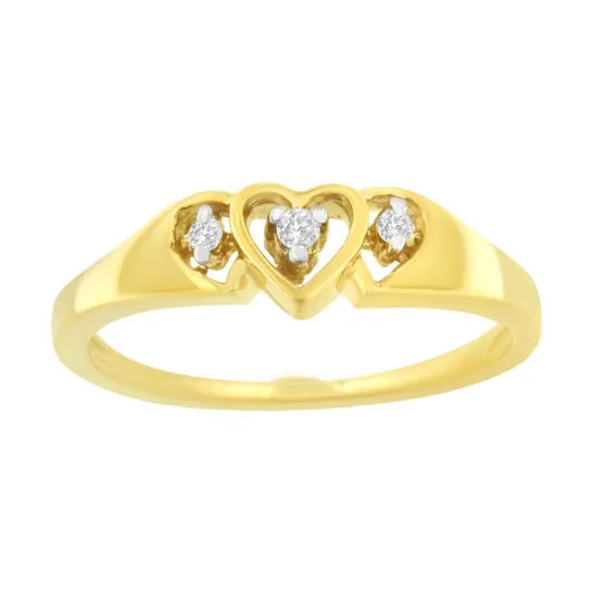 JMS always Rings Original Haus of Brilliance 10K Yellow Gold 120 ctw Diamond Triple Heart Diamond Ring KL I1I2 JMS always Rings Original Haus of Brilliance 10K Yellow Gold 120 ctw Diamond Triple Heart Diamond Ring KL I1I2