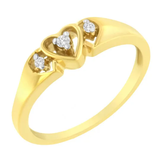 JMS always Rings Original Haus of Brilliance 10K Yellow Gold 120 ctw Diamond Triple Heart Diamond Ring KL I1I2 JMS always Rings Original Haus of Brilliance 10K Yellow Gold 120 ctw Diamond Triple Heart Diamond Ring KL I1I2